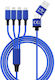 Smrter Hydra Elite 6in1 Braided USB to Lightning / Type-C / micro USB Cable Μπλε 1m