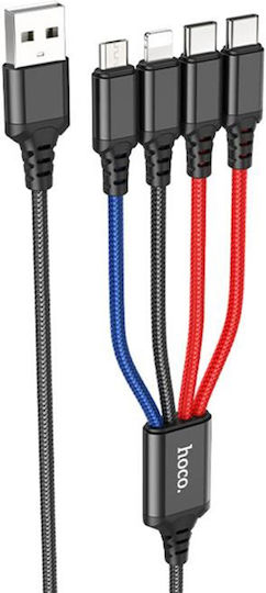 Hoco Geflochten USB zu Blitzschlag / Typ-C,TC-TC / Micro-USB Kabel 2A Schwarz 1m