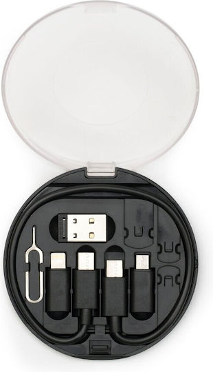 Kikkerland Regular USB to Type-C / micro USB Cable Μαύρο 1m (US241)