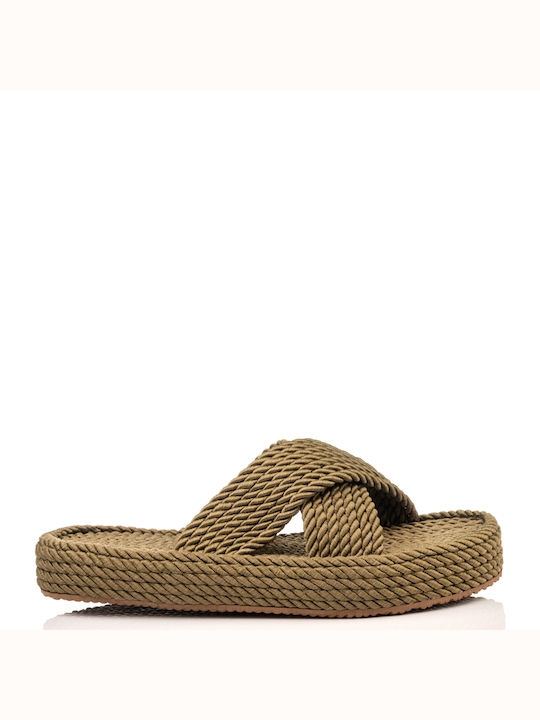 A.NI.MA Women's Flat Sandals Flatforms in Green Color