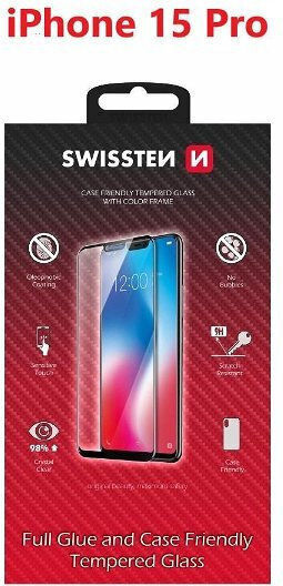 Swissten 3D 0.2mm Full Glue Full Face Tempered Glass (iPhone 15 Pro)