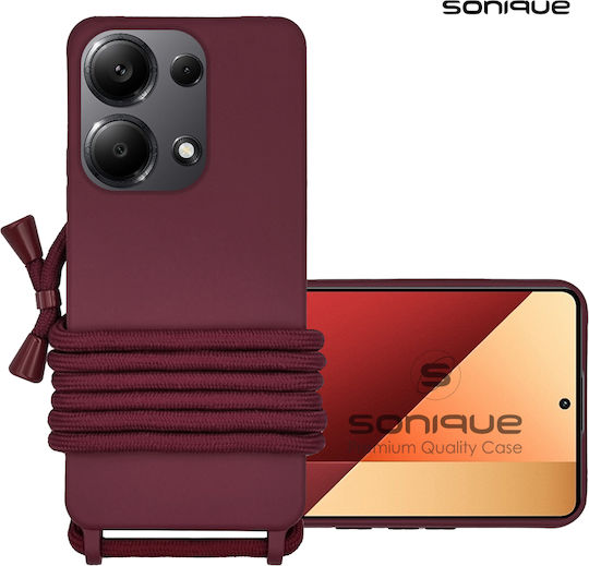 Sonique Back Cover Silicone 0.5mm with Strap Burgundy (Redmi Note 13 Pro 4G / Poco M6 Pro 4G)