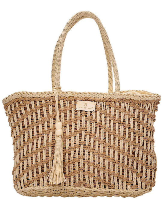 Bag to Bag Ψάθινη Damen Tasche Schulter Beige