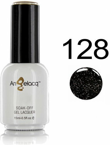 Angelacq Semi-Permanent Nail Polish Black Shining 128 15ml 1pcs