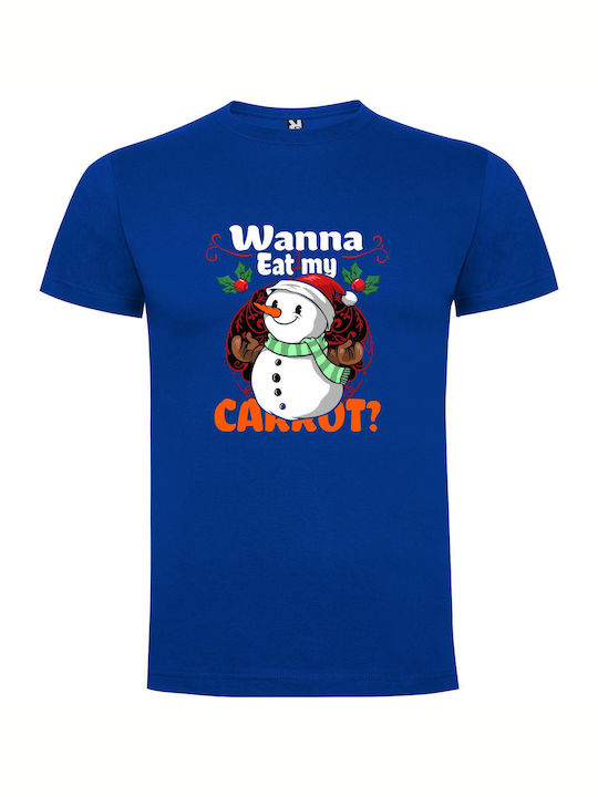 iLovePrints Frosty's Carrot Crew T-shirt Blue