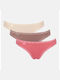 Sloggi 24/7 Weekend Bumbac Femei Alunecare 3Pack cu Dantelă Beige-brown-pink