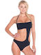 Strapless Badeanzug mit Öffnungen & Leichte Verstärkung Schwarz