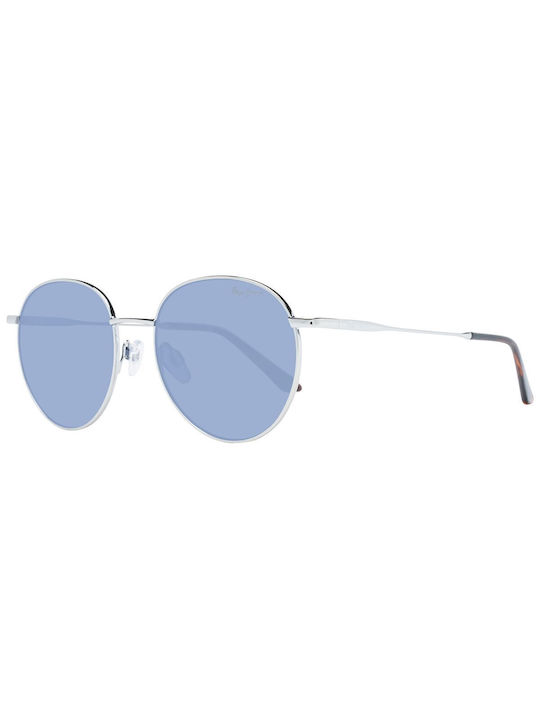 Pepe Jeans Sunglasses with Silver Metal Frame and Blue Lens PJ5193-801