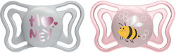 Chicco Light Pacifiers Silicone Honey Bee - Gray-Pink for 2-6 months 2pcs