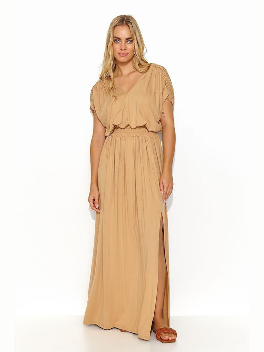 Makadamia Sommer Maxi Kleid Beige