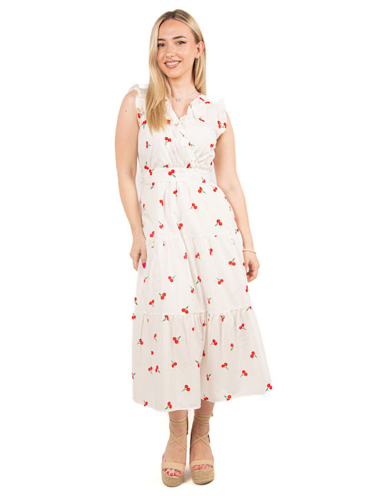 Crossed Cherry White Dress