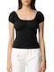 Guess Damen Bluse Kurzärmelig Black