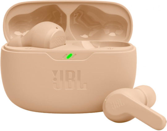 JBL Vibe Beam Earbud Bluetooth Handsfree Căști cu Rezistență la Transpirație și Carcasă de Încărcare Bej