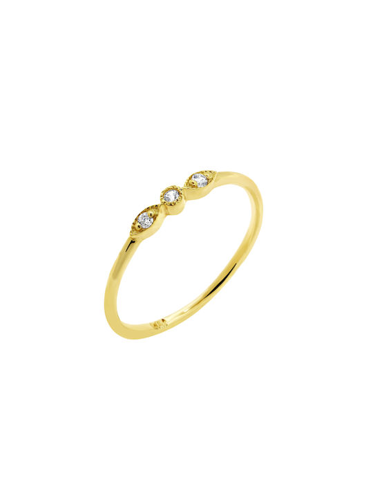 Ring White Zircon Gold K9 P-65512 Yellow Gold K9