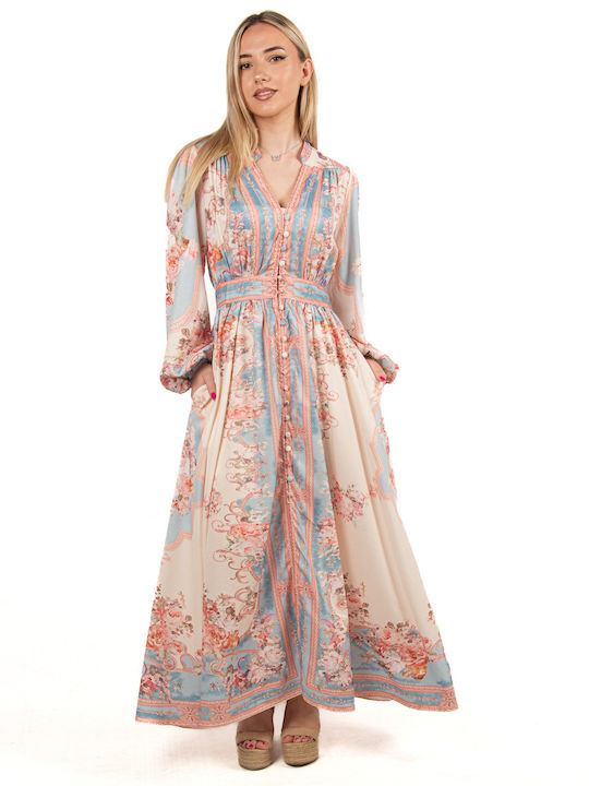 Kleid Semize Barock Pink-Blau