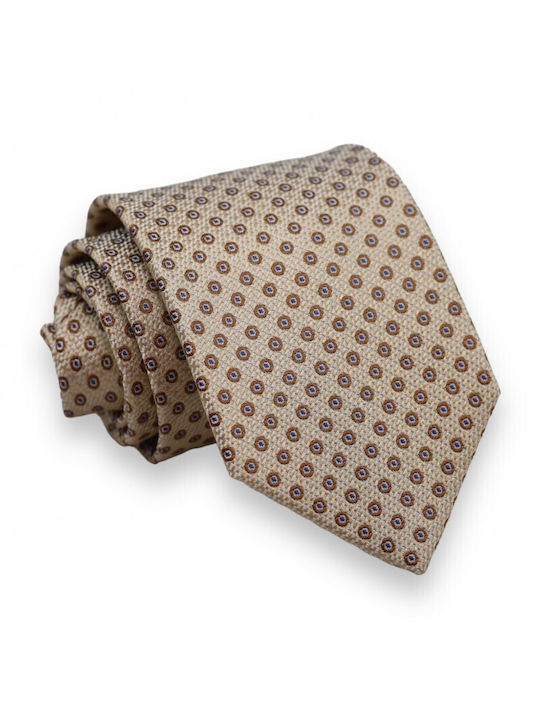 Silk Tie Beige Brown Disc 8cm