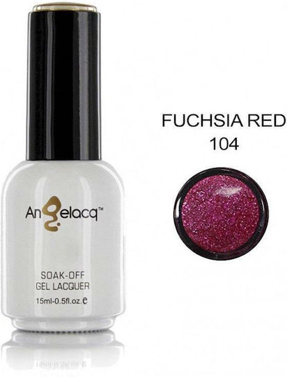 Angelacq Хибриден Лак за Нокти glitter fuchsia red 104 с Glitter 15мл 1бр
