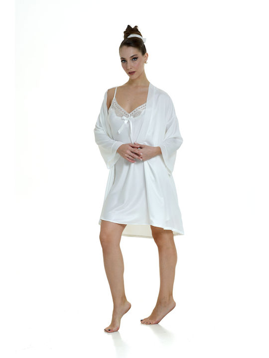 Zen by Daisy Summer Women's Satin Robe with Nightdress MORE