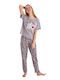 Hello Kitty Set Pijamale pentru Femei Dark Grey
