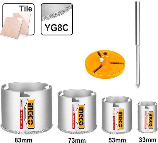 Ingco Diamond Hole Saw Set for Metal, Firebrick, Tile and Plastic 250gr