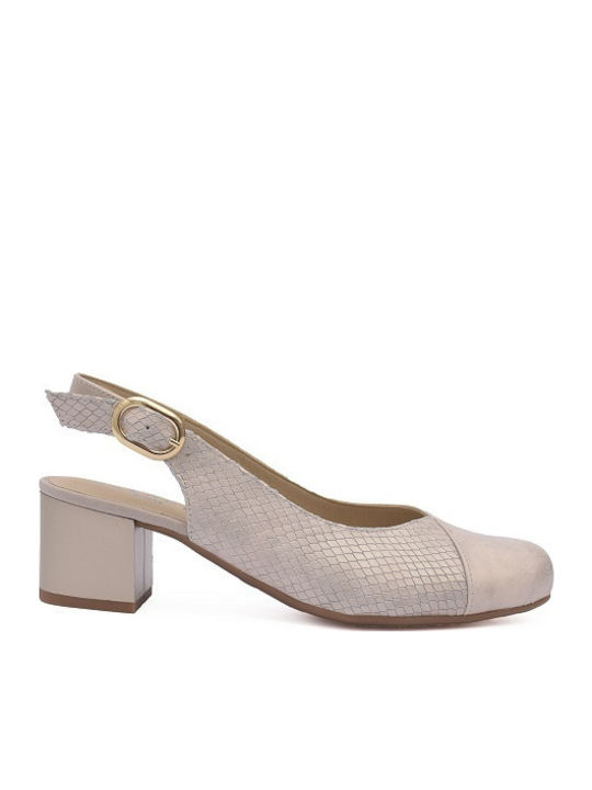 Pumps mit Riemchen & mittelhoher Absatz Ecru