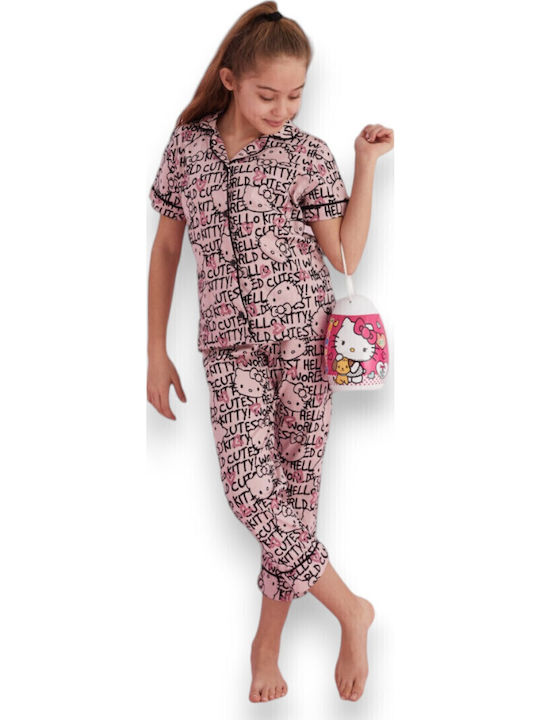Siyah Inci Kids' Pajamas Summer Cotton Pink