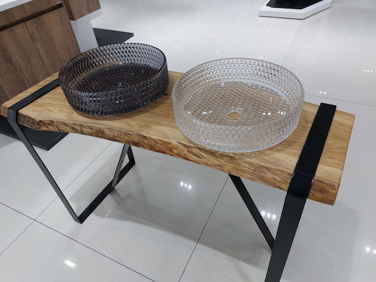 GL Επικαθήμενος Νιπτήρας Γυάλινος 40x40cm Black