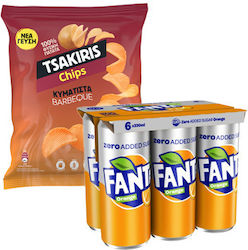 Πορτοκαλάδα Κουτί Fanta Zero (6x330 ml) & Τσιπς Κυματιστά BBQ Tsakiris (120g)
