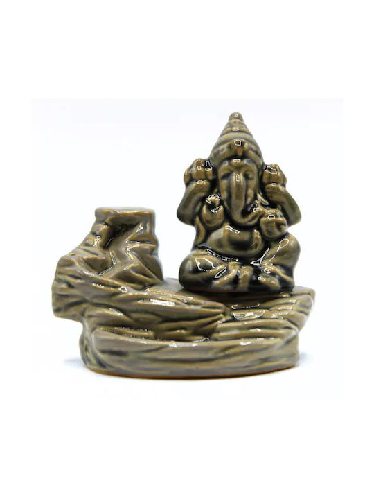 Arzător ceramic Ganesha conuri backflow 10cm gri