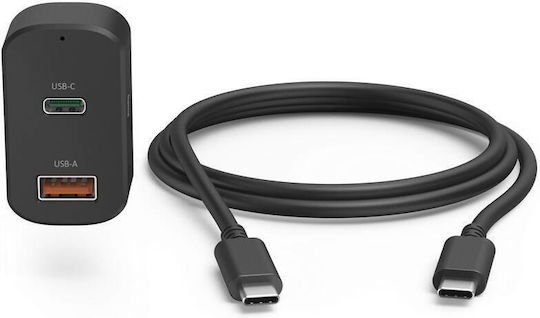 HAMA Adaptor Încărcător Auto 65W 3.25A Încărcare Rapidă Cu Porturi 1xUSB-A 1xType-C
