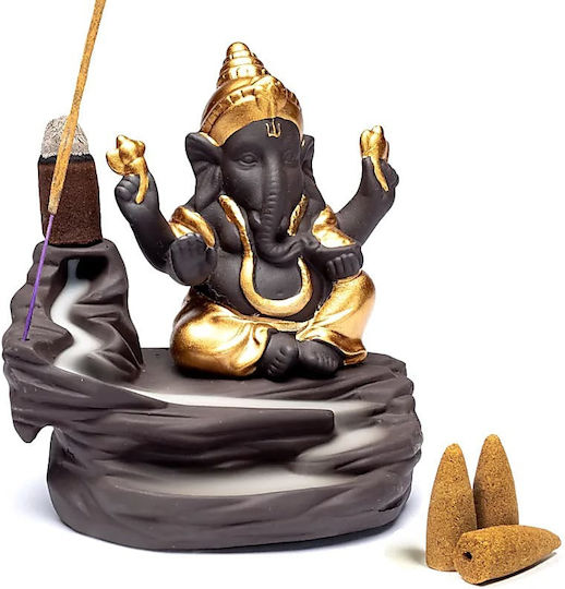 Keramik-Ganesh-Rückfluss-Räuchergefäß 10cm