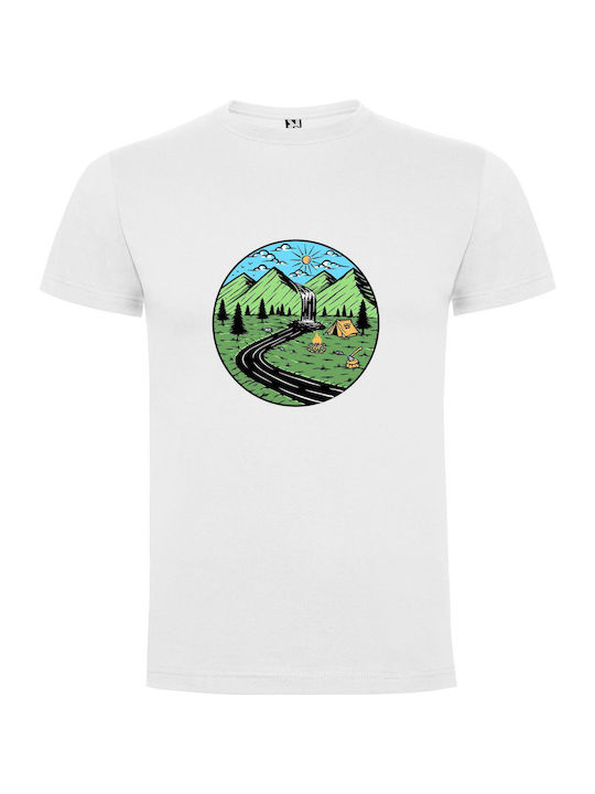 iLovePrints Mountain Campsite Adventure T-shirt White