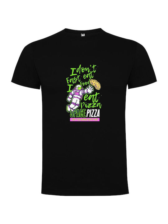 iLovePrints Pizza In Space T-shirt Black