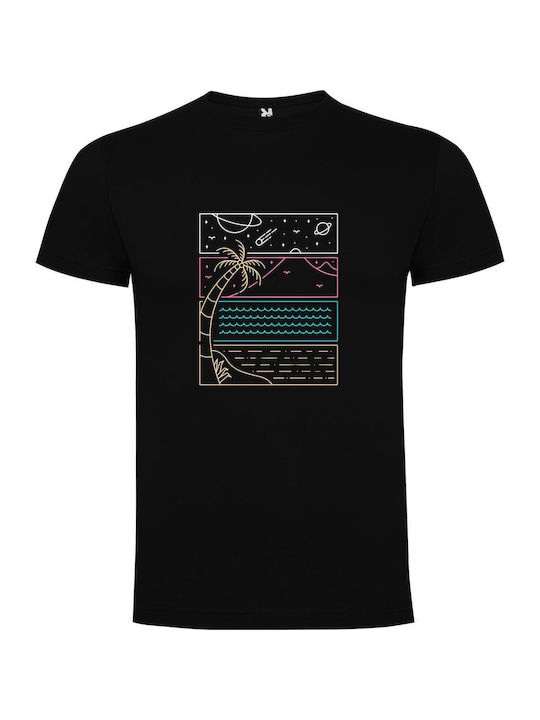 iLovePrints Palm Beach Dreamscape T-shirt Black