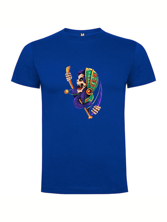 iLovePrints Undead Pharaoh's Fantasy Bat T-shirt Blue