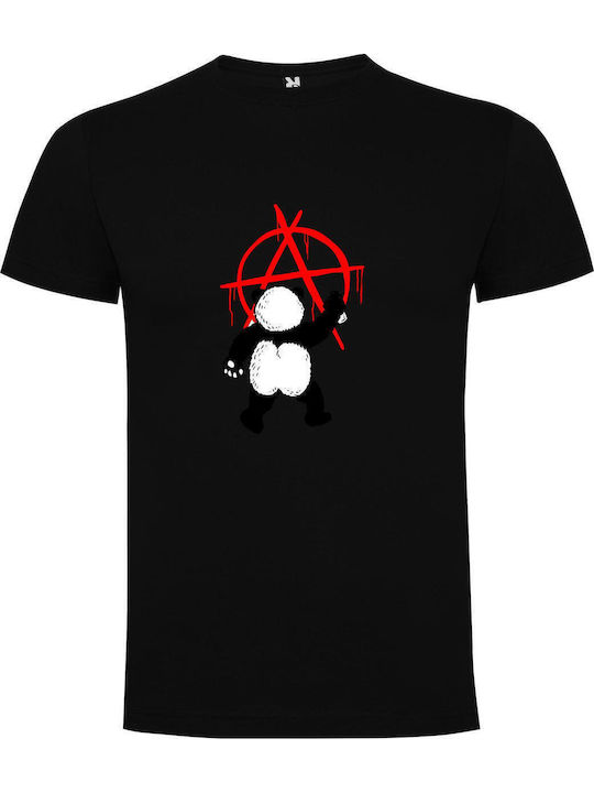 Panda Of Anarchy T-shirt Μαύρο Βαμβακερό