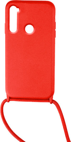Colored Umschlag Rückseite Silikon mit Band Rot (Redmi Note 8)