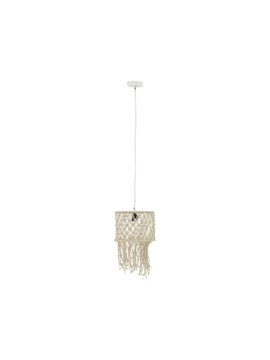 Inart Pendant Light Single-Light with Rope for Socket E27 Beige