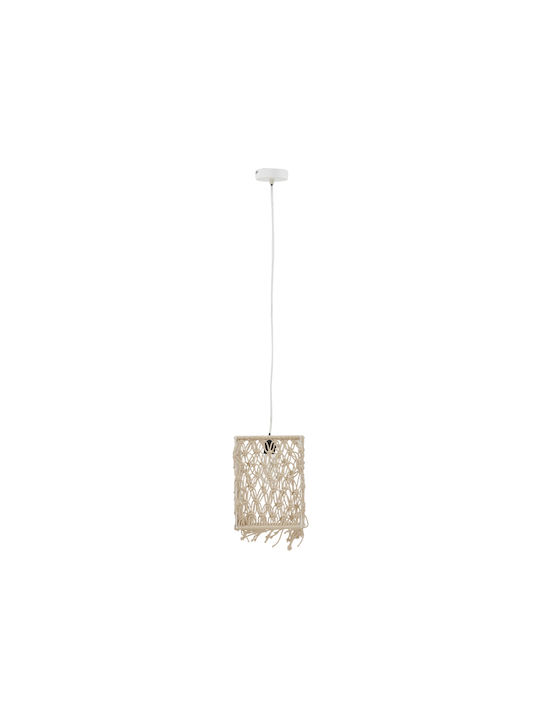 Inart Pendant Light Single-Light with Rope for Socket E27 Beige