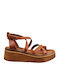 Sandale plate pentru femei, culoare maro, cu vârful și curea la gleznă