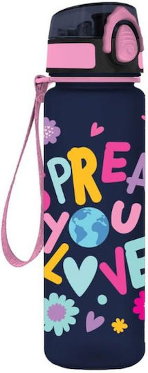 Must Team Kids Water Bottle Butterfly Plastic with Straw Spread Your Love 650ml