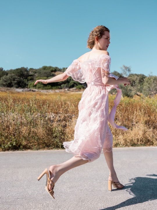 Desiree Dress for Wedding / Baptism with Lace Pink