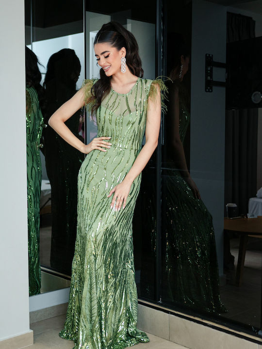 RichgirlBoudoir Evening Dress with Lace Khaki