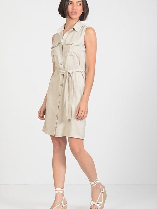 Tweet With Love Shirt Dress Dress Beige