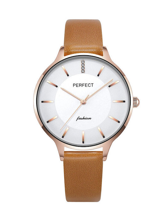 Perfect Watch with Beige Leather Strap