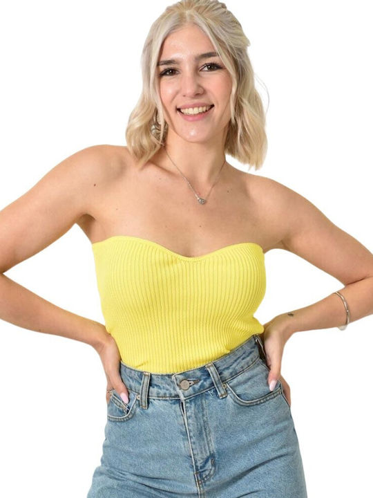 Potre Γυναικεία Μπλούζα Strapless Κίτρινη