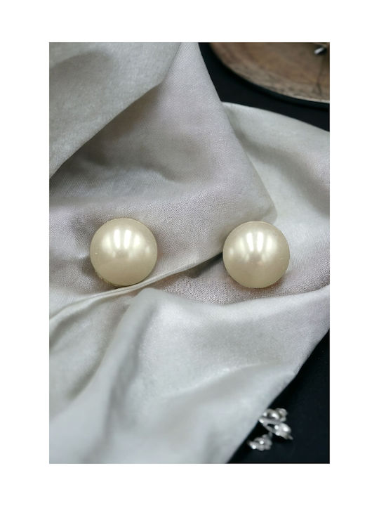 Earrings made of Steel Gold Plated with Pearls