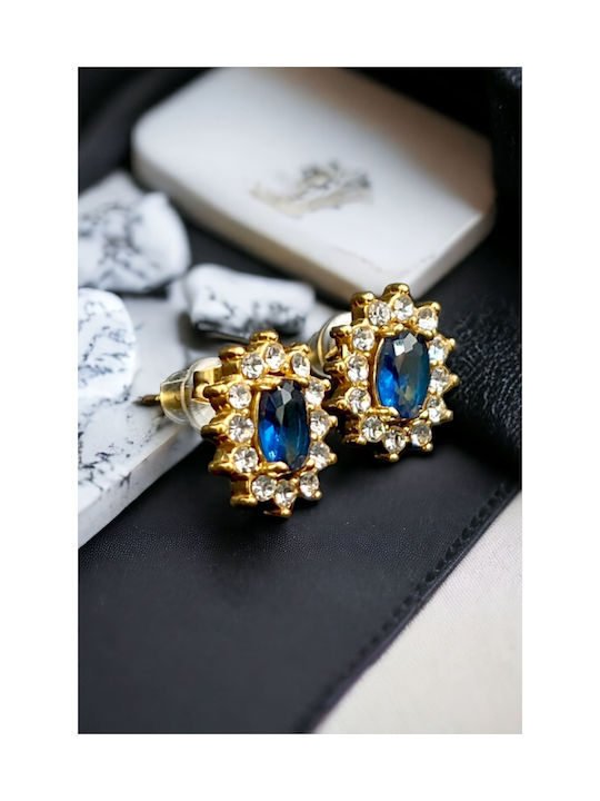 Earrings made of Steel Gold Plated with Stones