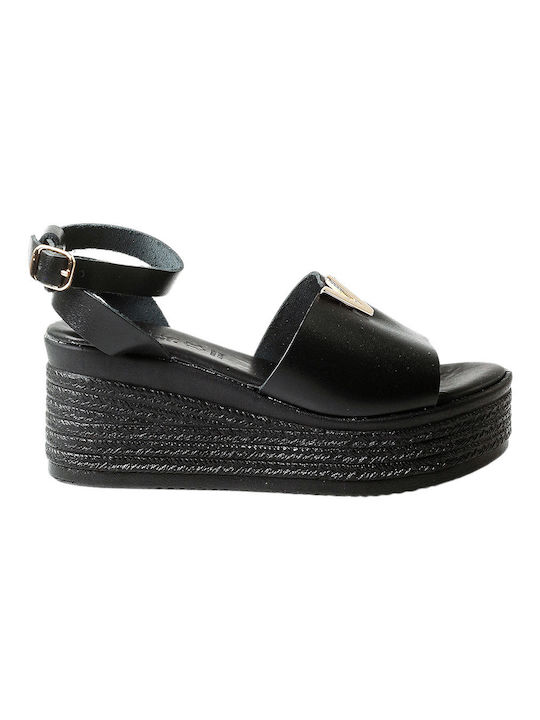 Ligglo Women's Leather Platform Shoes Black