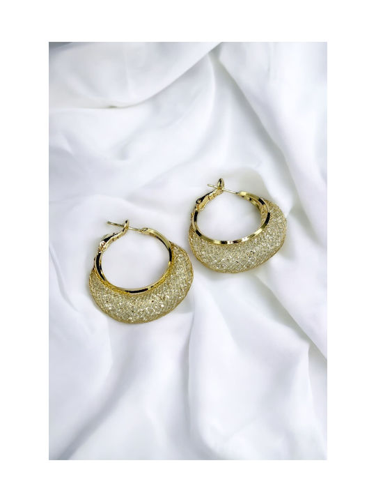 Gold Hoop Half Moon Mesh Earrings